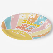 Sunshine Retro Daisy 3e verjaardag Papieren Bordje (Gekanteld)