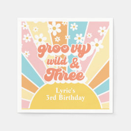 Sunshine Retro Daisy 3e verjaardag Servet