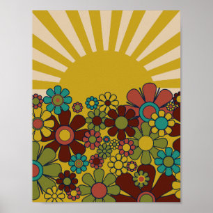 Sunshine Retro Garden jaren '60 jaren '70 Estheti Poster