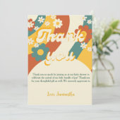 Sunshine retro groovy 70s dank je baby shower bedankkaart (Staand voorkant)