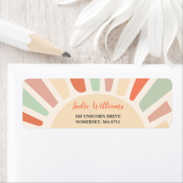 Sunshine Retro Rainbow Verjaardagsfeestlabel Etiket