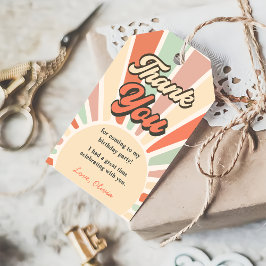 Sunshine Retro Regenboog Verjaardagsfeest Cadeaulabel