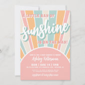 Sunshine Retro Sun Baby shower Kaart (Voorkant)