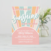 Sunshine Retro Sun Baby shower Kaart (Staand voorkant)
