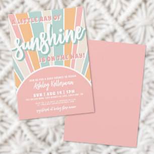 Sunshine Retro Sun Baby shower Kaart