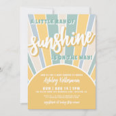 Sunshine Retro Sun Boy Baby shower Kaart (Voorkant)