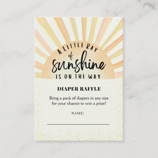 Sunshine Retro Zomer Strand Baby Luier Raffle Informatiekaartje (Voorkant)