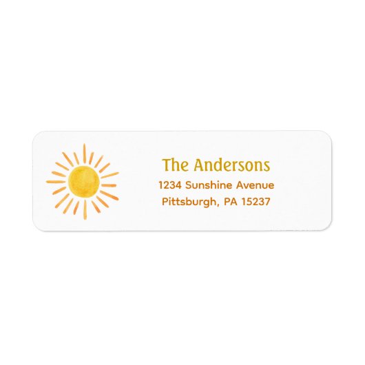 Sunshine Return Address Label (Voorkant)