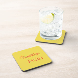 "Sunshine Rocks" zinsnede gele achtergrond Bier Onderzetter