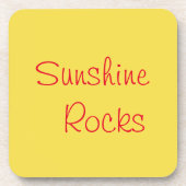 "Sunshine Rocks" zinsnede gele achtergrond Bier Onderzetter (Voorkant)