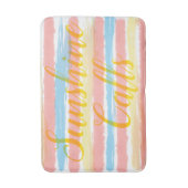 Sunshine roept roze blauwe gele Waterverf Stripes Badmat (Voorkant Verticaal)