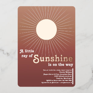 Sunshine Roos Gold Sun Baby shower Folie Uitnodiging