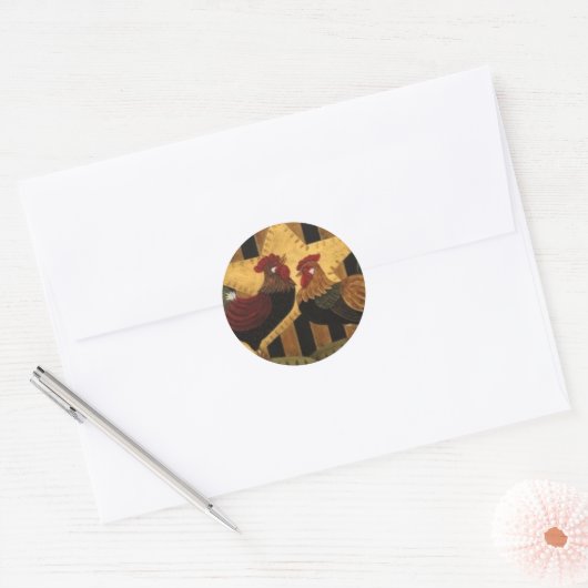 Sunshine Rooster Ronde Sticker (Envelop)