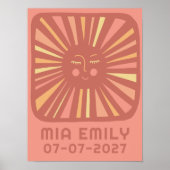Sunshine Schattige Sun CUSTOM BABY NAAM VERJAARDAG Poster (Voorkant)