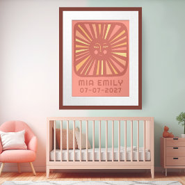 Sunshine Schattige Sun CUSTOM BABY NAAM VERJAARDAG Poster