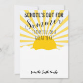 Sunshine SCHOOL IS UIT VOOR ZOMER leraar cadeaukaa Kaart (Voorkant)