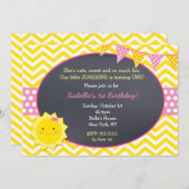 Sunshine schoolbord verjaardagsfeestje uitnodiging (Voorkant / Achterkant)