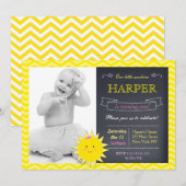 Sunshine schoolbord verjaardagsfeestje uitnodiging (Voorkant / Achterkant)