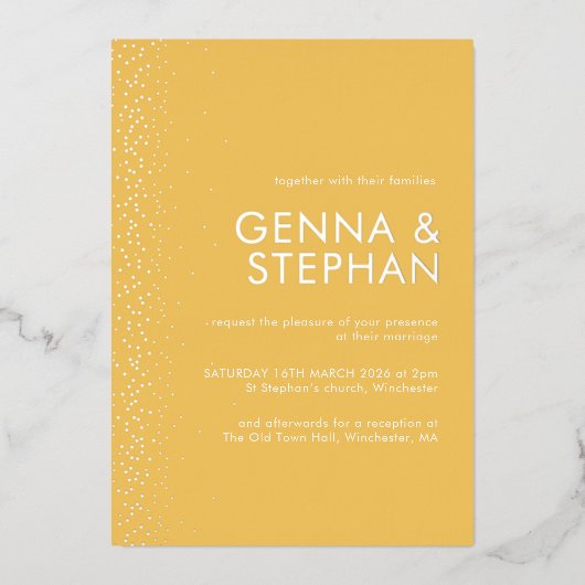 Sunshine Shimmer folie bruiloft Folie Uitnodiging (Voorkant)