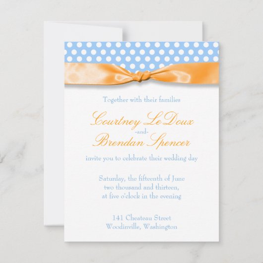 Sunshine Sinaasappel lint w/ Polka Dots Kaart (Achterkant)