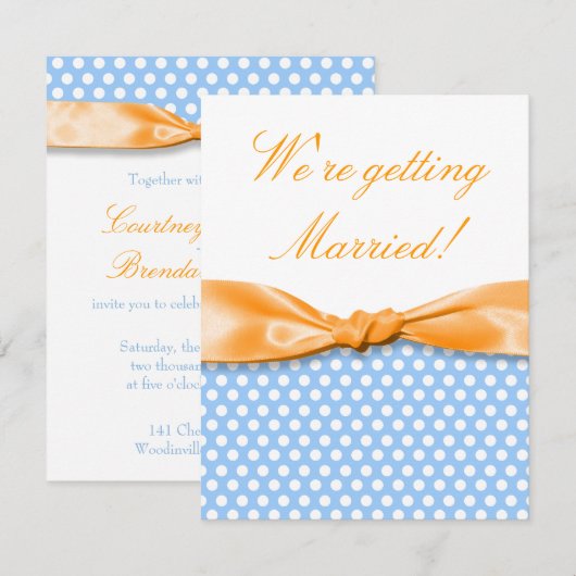 Sunshine Sinaasappel lint w/ Polka Dots Kaart (Voorkant / Achterkant)