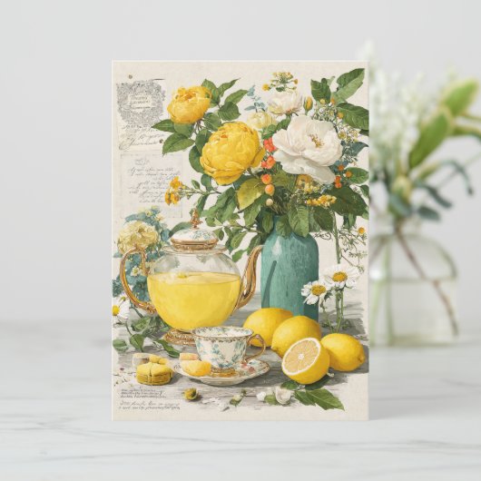 Sunshine Sips Uitnodigen | citroenschil Kaart (Staand voorkant)