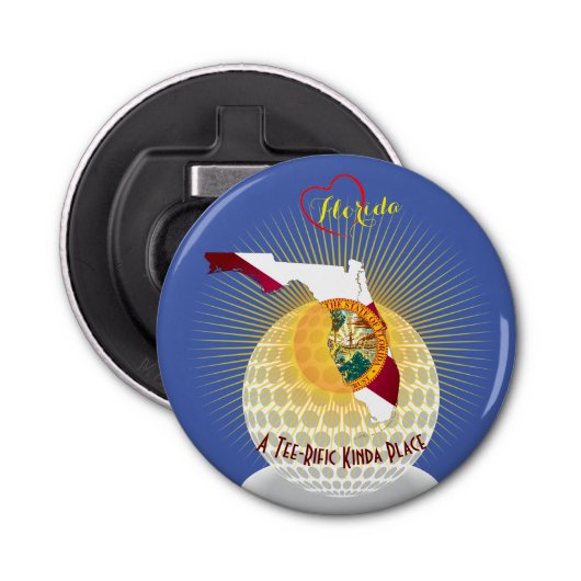 Sunshine State Gift for Golfer- Button Flesopener (Voorkant)