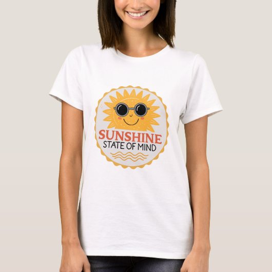 Sunshine State of Mind Glimlachende Zon 70s T-shirt (Voorkant)