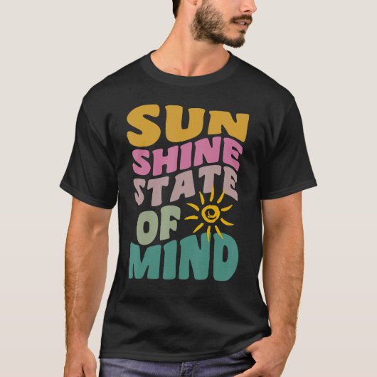 Sunshine State Of Mind Retro Summer Groovy Florida T-shirt (Voorkant)