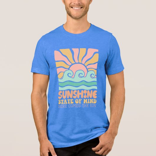 Sunshine State of Mind Retro Zon & Golven Graphic Tri-Blend Shirt (Voorkant)
