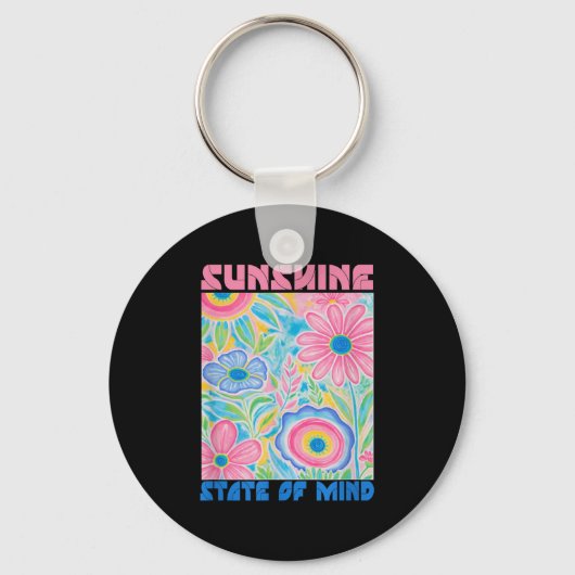 Sunshine State of Mind Short Funny Flower, Zomer Sleutelhanger (Voorkant)