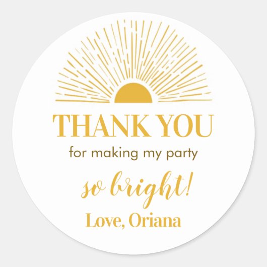 Sunshine Sticker Labels Birthday Baby shower (Voorkant)