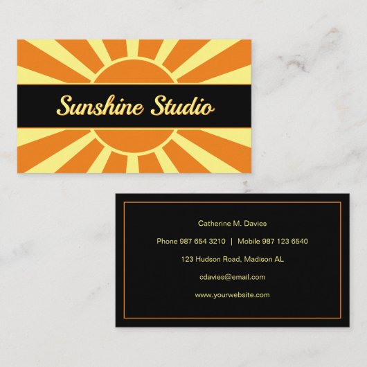 Sunshine Studio Visitekaartje (Voorkant / Achterkant)
