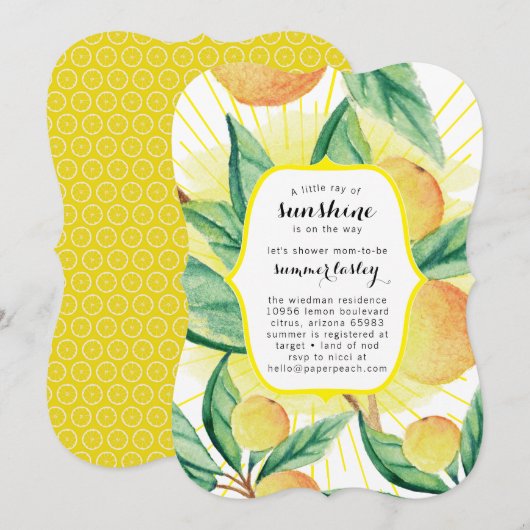 Sunshine Summer Baby Shower-uitvindingen Kaart (Voorkant / Achterkant)