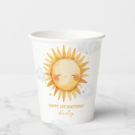 Sunshine Summer Kids Verjaardagsfeest Papieren Bekers