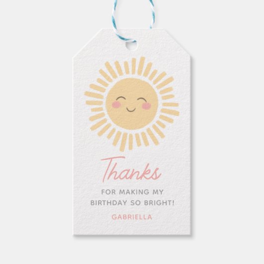 Sunshine Sun Birthday Party Cadeaulabel (Voorkant)