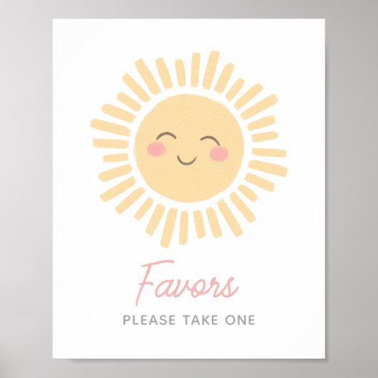 Sunshine Sun Birthday Party Favors Sign Poster (Voorkant)