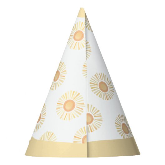 Sunshine Sun Boho First Birthday Yellow Bohemian Feesthoedjes (Achterkant)