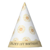 Sunshine Sun Boho First Birthday Yellow Bohemian Feesthoedjes (Voorkant)
