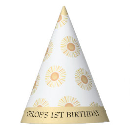 Sunshine Sun Boho First Birthday Yellow Bohemian Feesthoedjes