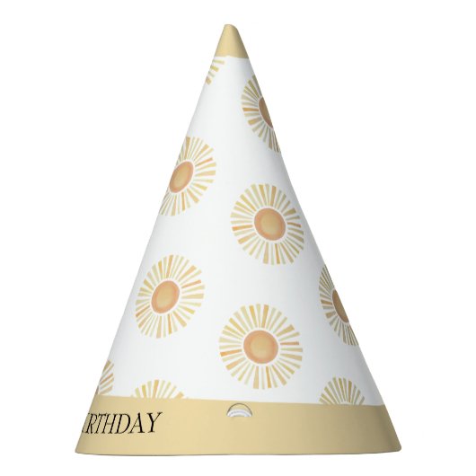 Sunshine Sun Boho First Birthday Yellow Bohemian Feesthoedjes (Rechts)