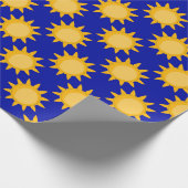 Sunshine Sun Pattern Design On Blue  Cadeaupapier (Hoek)