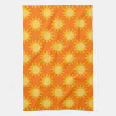 Sunshine Sun Pattern Design On Orange  Theedoek (Verticaal)