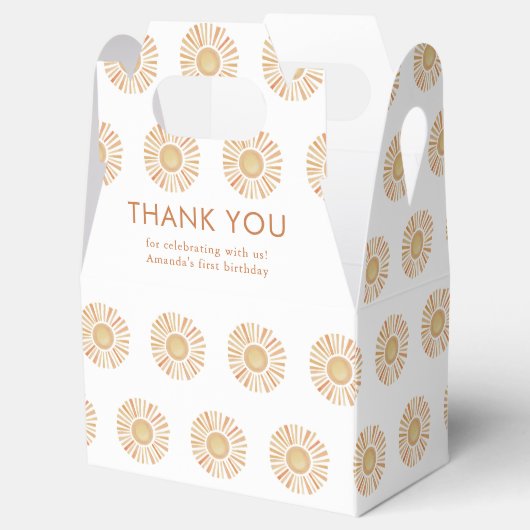 Sunshine Sun Yellow First Boho Birthday Bedankt Bedankdoosjes (Geopend)