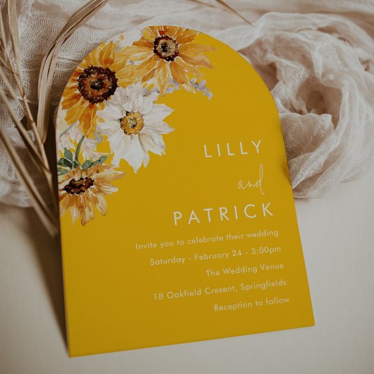 Sunshine Sunflower Modern Wedding Kaart