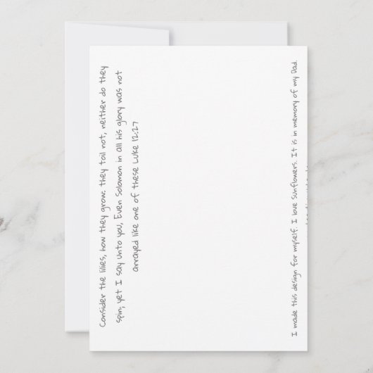 Sunshine Sunflower van Sherry Jarvis Bedankkaart (Achterkant)