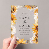 Sunshine Sunflowers Boho Wedding Save The Date Acryl Uitnodigingen (Insitu (Draagbaar))
