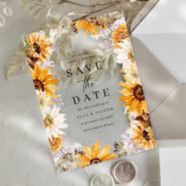 Sunshine Sunflowers Boho Wedding Save The Date Acryl Uitnodigingen