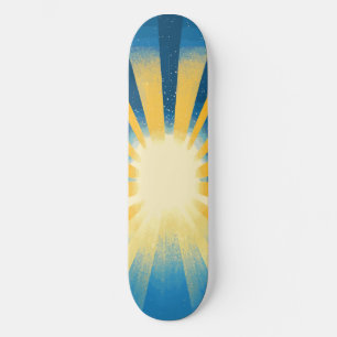 Sunshine Sunrise Retro 70s Boho Blauw Geel Persoonlijk Skateboard