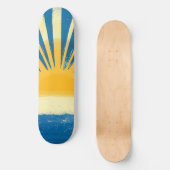 Sunshine Sunrise Retro 70s Boho Blauw Geel Persoonlijk Skateboard (Voorkant)
